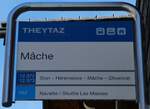 (233'009) - THEYTAZ-Haltestellenschild - Mche - am 20. Februar 2022