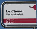 (278'582) - tpf-Haltestellenschild - Charmey (Gruyre), Le Chne - am 7. August 2025