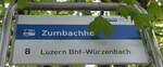 (185'160) - vbl-Haltestellenschild - Luzern, Zumbachhof - am 18.