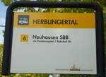 (136'223) - VERKEHRSBETRIEBE SCHAFFHAUSEN-Haltestellenschild - Schaffhausen, Herblingertal - am 25.