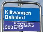 zvv/745079/167425---zvv-haltestellenschild---killwangen-bahnhof (167'425) - ZVV-Haltestellenschild - Killwangen, Bahnhof - am 19. November 2015