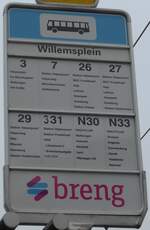 (157'016) - breng-Haltestellenschild - Arnhem, Willemsplein - am 20.