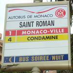 (130'629) - CAM-Haltestellenschild - Monaco, Saint Roman - am 16.