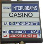 (130'639) - INTERURBAINS-Haltestellenschild - Monaco, Casino - am 16.