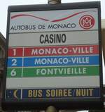 (130'640) - CAM-Haltestellenschild - Monaco, Casino - am 16.