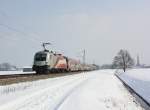 An einem der wenigen sonnigen Wintertage konnten wir 1116 249 am Zugende des  Jubilums-Railjets  am 24.