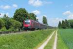 Nachschuss auf 1116 204 als RJ 67 M�nchen nach Budapest bei Freising. 08.06.13