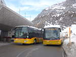 (214'022) - PostAuto Ostschweiz - SG 445'304 - Mercedes + SG 426'001 - Hess am 1. Februar 2020 in Schwgalp, Sntis-Schwebebahn