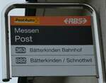 (256'401) - RBS/PostAuto-Haltestellenschild - Messen, Post - am 26. Oktober 2023