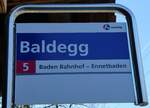 (230'487) - A-welle-Haltestellenschild - Baden, Baldegg - am 11.