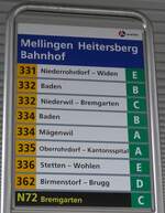 (168'143) - A-welle/PostAuto-Haltestellenschild - Mellingen-Heitersberg, Bahnhof - am 30.