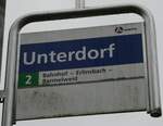 (231'124) - A-welle-Haltestellenschild - Rohr, Unterdorf - am 11.