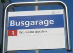 (217'377) - A-welle-Haltestellenschild - Wettingen, Busgarage - am 30. Mai 2020