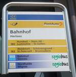 (172'576) - PostAuto/regiobus-Haltestellenschild - Herisau, Bahnhof - am 27. Juni 2016