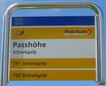 (163'259) - PostAuto-Haltestellenschild - Schwgalp, Passhhe - am 2.