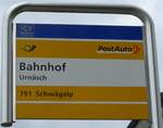 urnaesch/744621/163211---postauto-haltestellenschild---urnaesch-bahnhof (163'211) - PostAuto-Haltestellenschild - Urnsch, Bahnhof - am 2. August 2015