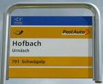 urnaesch/744623/163224---postauto-haltestellenschild---urnaesch-hofbach (163'224) - PostAuto-Haltestellenschild - Urnsch, Hofbach - am 2. August 2015