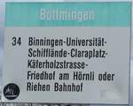(170'108) - BVB-Haltestellenschild - Bottmingen, Schloss - am 16.