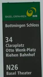 (247'888) - BVB-Haltestellenschild - Bottmingen, Schloss - am 30. Mrz 2023