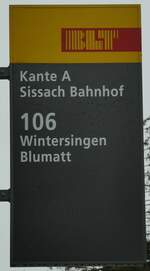 (232'924) - BLT-Haltestellenschild - Sissach, Bahnhof - am 14.