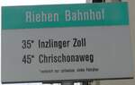 (159'689) - BVB-Haltestellenschild - Riehen, Bahnhof - am 11.