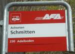 (130'323) - AFA-Haltestellenschild - Achseten, Schmitten - am 11. Oktober 2010