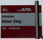 (252'163) - AFA-Haltestellenschild - Achseten, Hoher Steg - am 28. Juni 2023