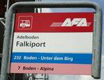 (127'961) - AFA-Haltestellenschild - Adelboden, Falkiport - am 11.