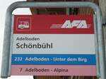(131'130) - AFA-Haltestellenschild - Adelboden, Schnbhl - am 28.