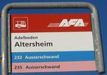 (178'234) - AFA-Haltestellenschild - Adelboden, Altersheim - am 29.