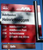 (229'413) - AFA/Portenier-Haltestellenschild - Adelboden, Heinrichseggen - am 18. Oktober 2021