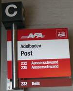 (259'471) - AFA/Portenier-Haltestellenschild - Adelboden, Post - am 19. Februar 2024
