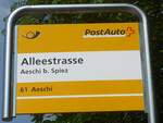 Aeschi/752090/226639---postauto-haltestellenschild---aeschi-b (226'639) - PostAuto-Haltestellenschild - Aeschi b. Spiez, Alleestrasse - am 21. Juli 2021
