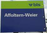 (133'518) - bls-Haltestellenschild - Affoltern-Weier, Bahnhof - am 30. April 2011