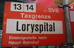 (140'095) - SVB-Haltestellenschild - Bern, Loryspital - am 24. Juni 2012 in Bern, Weissenbhl