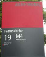 (140'106) - BERNMOBIL-Haltestellenschild - Bern, Petruskirche - am 24. Juni 2012