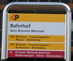 (281'765) - +P-Haltestellenschild - Bern Brnnen Westside, Bahnhof - am 24.