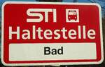 (136'811) - STI-Haltestellenschild - Blumenstein, Bad - am 22.