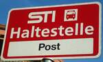 Blumenstein/741336/136815---sti-haltestellenschild---blumenstein-post (136'815) - STI-Haltestellenschild - Blumenstein, Post - am 22. November 2011