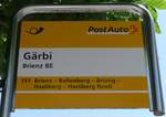 (151'355) - PostAuto-Haltestellenschild - Brienz BE, Grbi - am 8.