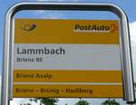 (160'360) - PostAuto-Haltestellenschild - Brienz BE, Lammbach - am 9.
