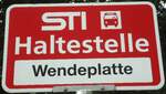 (136'618) - STI-Haltestellenschild - Fahrni, Wendeplatte - am 17.