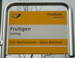 Frutigen/741788/138445---postauto-haltestellenschild---frutigen-ischlag (138'445) - PostAuto-Haltestellenschild - Frutigen, Ischlag - am 6. April 2012