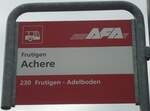 (138'451) - AFA-Haltestellenschild - Frutigen, Achere - am 6. April 2012