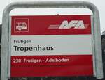 (142'545) - AFA-Haltestellenschild - Frutigen, Topenhaus - am 16.
