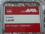 (142'548) - AFA-Haltestellenschild - Frutigen, Landi - am 16.