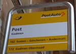 (154'866) - PostAuto-Haltestellenschild - Gadmen, Post - am 1. September 2014