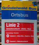 Grindelwald/740388/134751---grindelwald-bus-haltestellenschild---grindelwald (134'751) - Grindelwald Bus-Haltestellenschild - Grindelwald, Bahnhof - am 3. Juli 2011
