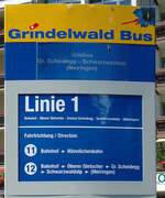 (134'752) - Grindelwald Bus-Haltestellenschild - Grindelwald, Bahnhof - am 3.