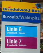 Grindelwald/740391/134759---grindelwald-bus-haltestellenschild---grindelwald (134'759) - Grindelwald Bus-Haltestellenschild - Grindelwald, Bahnhof - am 3. Juli 2011